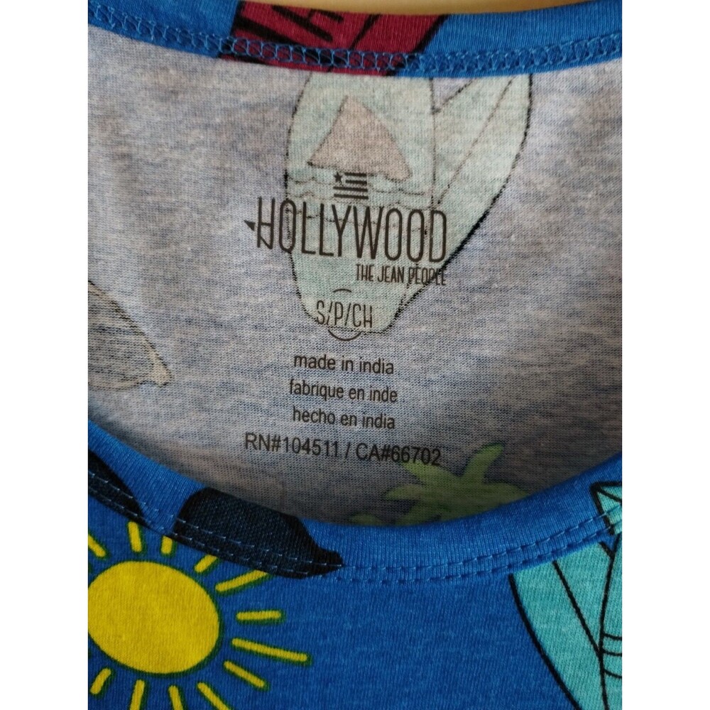 Men's Hollywood Summer Flamingo Print Blue Cotton Tank Size Small NWT - Picture 3 of 5